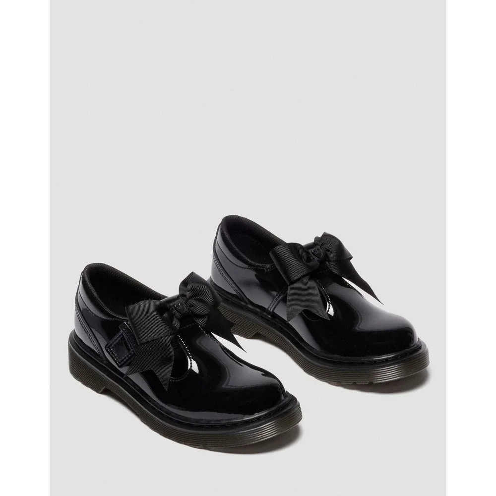 Dr. Martens Polley II Bow Patent Leather Mary Jane Shoes Black Youth Girls 5‎